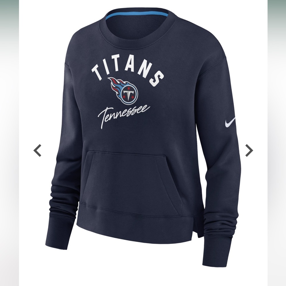 Nike Women's Tennessee Titans Arch Team High Hip Navy Cropped Crew NFL